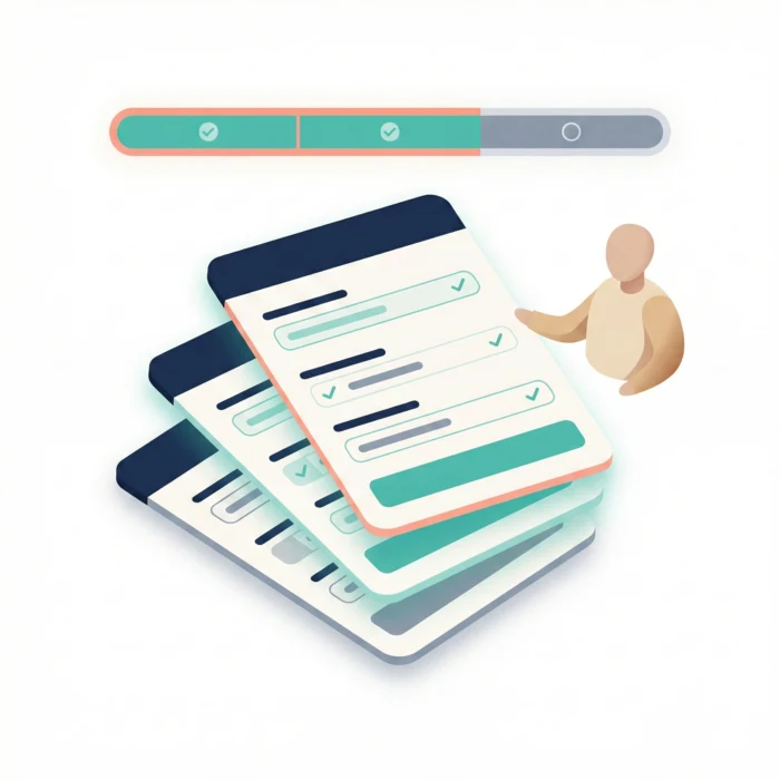 Illustration of grouped patient intake form packets sent before appointments